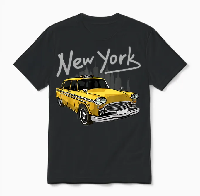 New York Taxi Yellow New York Souvenir T-Shirt for Men and Women T-Shirt, Black Unisex T-Shirt in Black