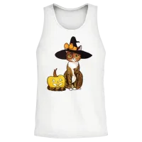 Funny Cat Halloween Unisex Tank Top - White – 2