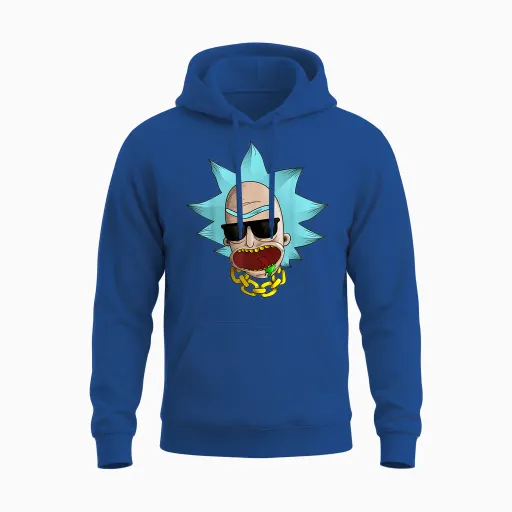 Mademark X Rick and Morty - Rick and Morty Shirt Cool Chained Reaction Unisex Hoodie in Royal