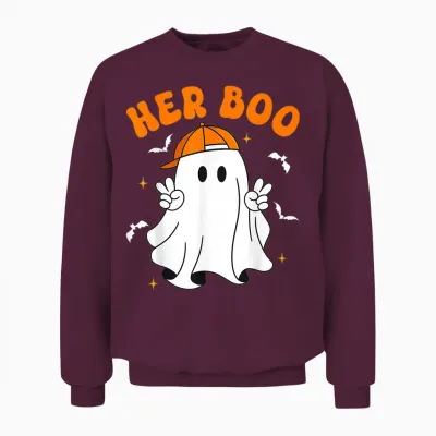 Her Boo & His Boo Funny Matching Halloween Couples Unisex Sweatshirt - Maroon