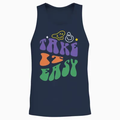 Black Colorful Retro Typography Unisex Tank Top - Navy