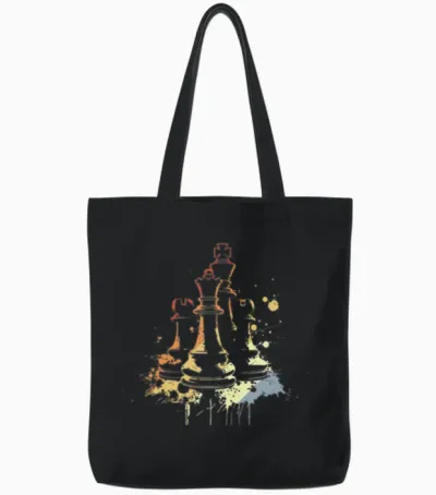 Chess Pieces Graffiti Tote Bags - Black