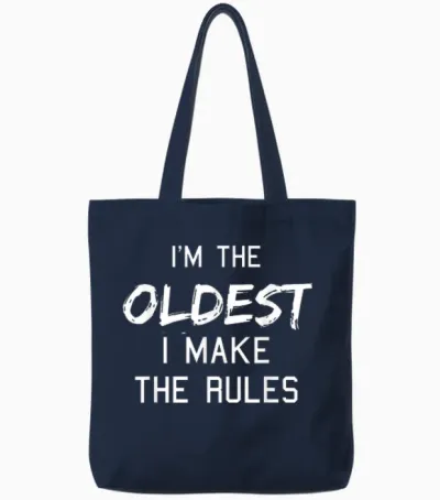 Oldest Child Shirt I Make the Rules Funny Matching Siblings Tote Bags - Navy