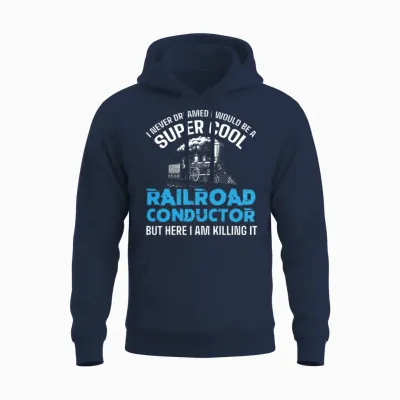 Railroad Conductor, Railroad Railfan Unisex Hoodie - Navy