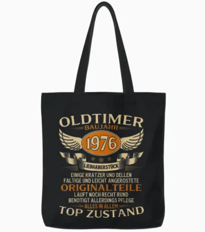 50th Birthday Man Gift Oldtimer 1976 50 Years Decorative Tote Bags - Black