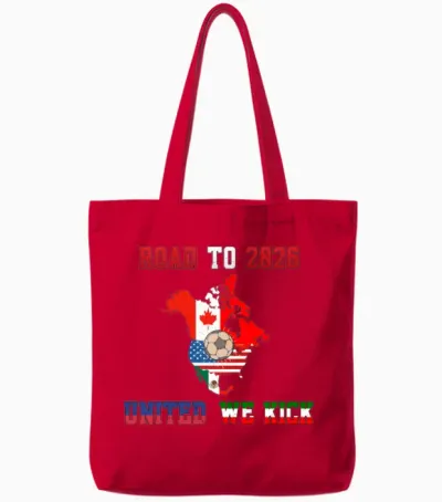 Road to 2026 United We Kick | North America Map Tote Bags - Red