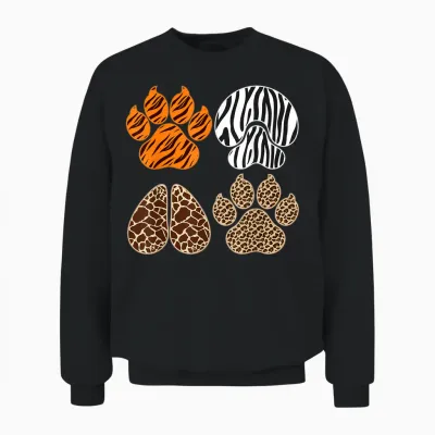 Cute Animals Clothes Kids Toddler Boys Animal Print Girls Unisex Sweatshirt - Black