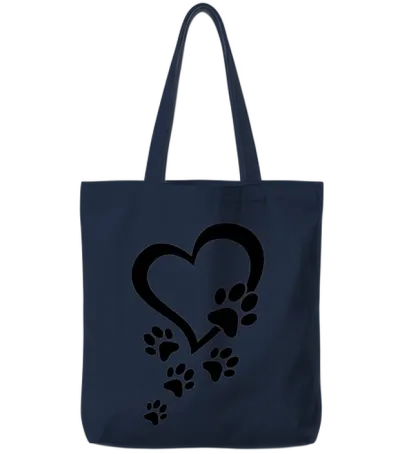 Dog Paw Heart Baby Dogs - Dog Paws Hearts Dog Paw Tote Bags - Navy