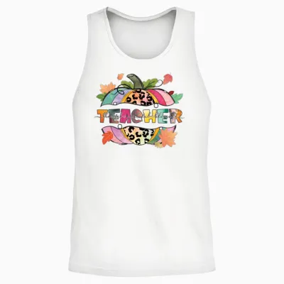 Thanksgiving Teacher Gift, Blessed Teacher Unisex Tank Top - White