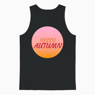Hello Autumn Colorful Design Unisex Tank Top - Black