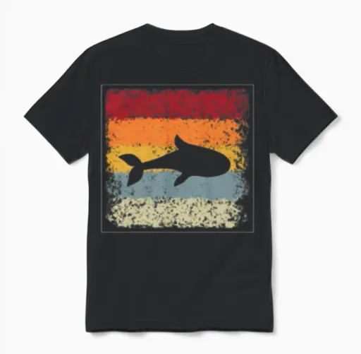 Fish Retro Unisex T-Shirt in Black