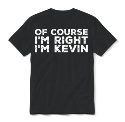 Kevin - of Course I'm Right I'm Kevin Unisex T-Shirt - Black