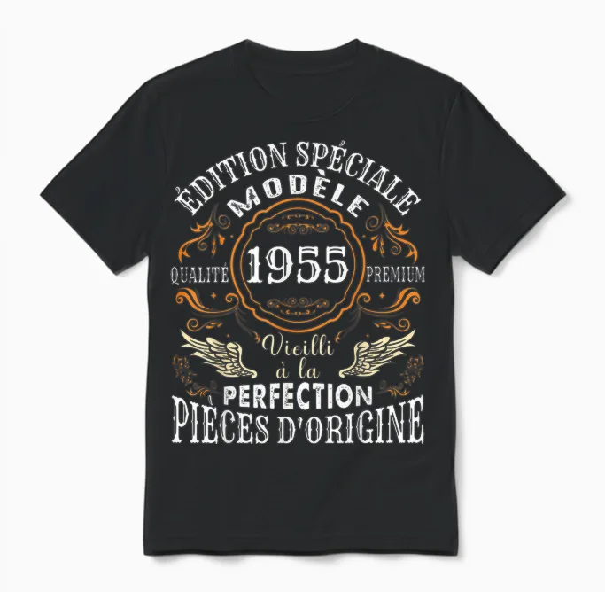 Birthday 69 Years Man Woman Humour 1955 T-Shirt, Black Unisex T-Shirt in Black