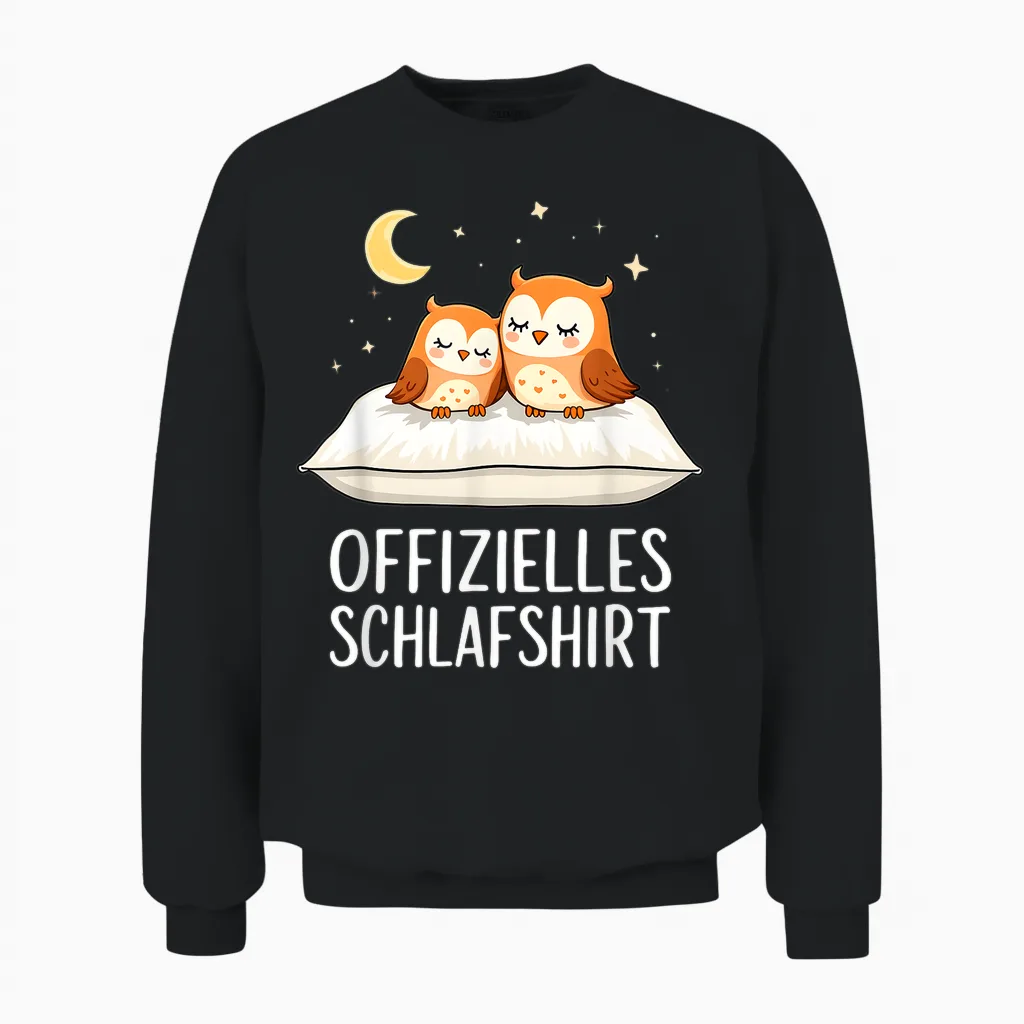Official Sleep Shirt Owl Owls T-Shirt, Black Unisex Sweatshirt in Black
