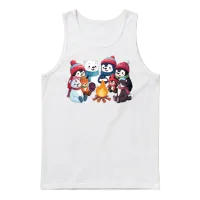 Cozy Winter Animals Unisex Tank Top - White – 1