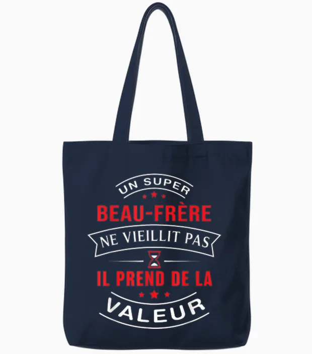 A Super Brother-In-Law Does Not Age Gift Brother-In-Law T-Shirt, Black, S Tote Bags in Navy