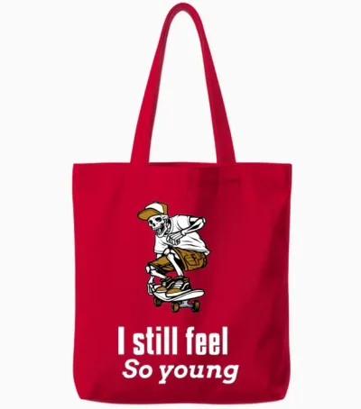 Funny Halloween Skelton Tote Bags - Red