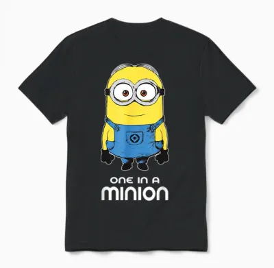 Despicable Me Minions Bob One in a Minion Graphic Unisex T-Shirt - Black