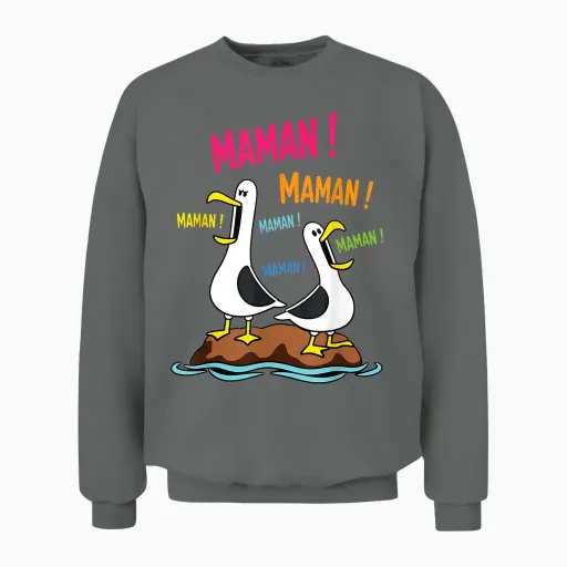 Motif Mouette Drôle Maman Meme Oiseaux Criant Maman Unisex Sweatshirt in Graphite Heather