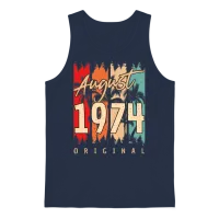 Retro August 1974 Unisex Tank Top - Navy – 1