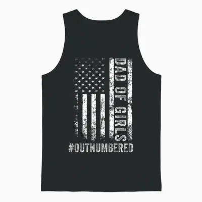 (on Back) Dad of Girls Outnumbered Fathers Day Dad Daughters Unisex Tank Top - Black