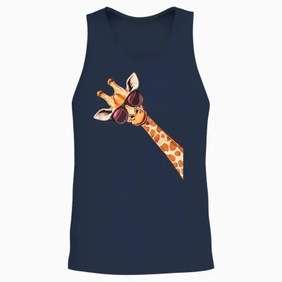 Funny Giraffe Sunglasses Unisex Tank Top - Navy