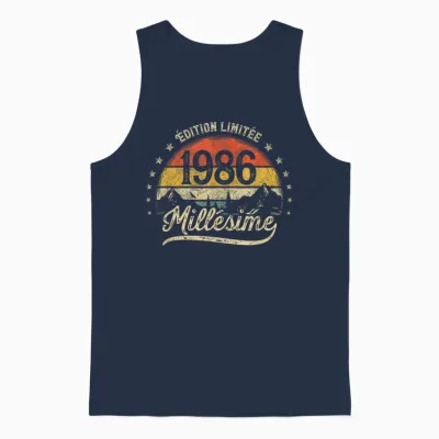 Vintage 1986 Vintage Gift Man 40 Years Birthday Unisex Tank Top - Navy