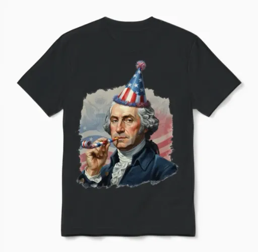 Patriotic Founder Portrait with Party Unisex T-Shirt in Black