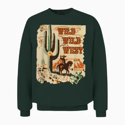 Wild Wild West Western Life Southwest Desert Vibes Cactus Unisex Sweatshirt - Forest