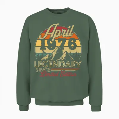 Vintage Cadeau D'anniversaire 50 Ans Pour Né En Avril 1976 Unisex Sweatshirt - Military Green