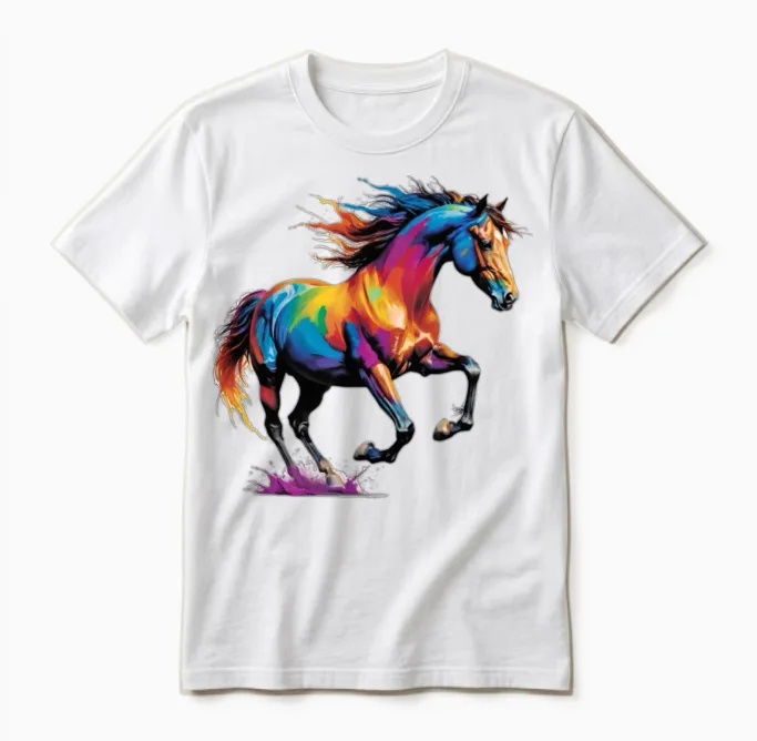 Rainbow Horse Splash - Lovers Unisex T-Shirt in White