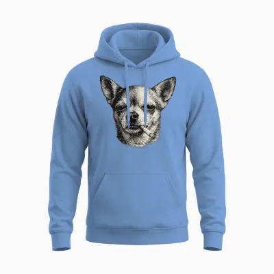 Hund Raucht Zigarette Lustig Chihuahua Meme Unisex Hoodie - Carolina Blue