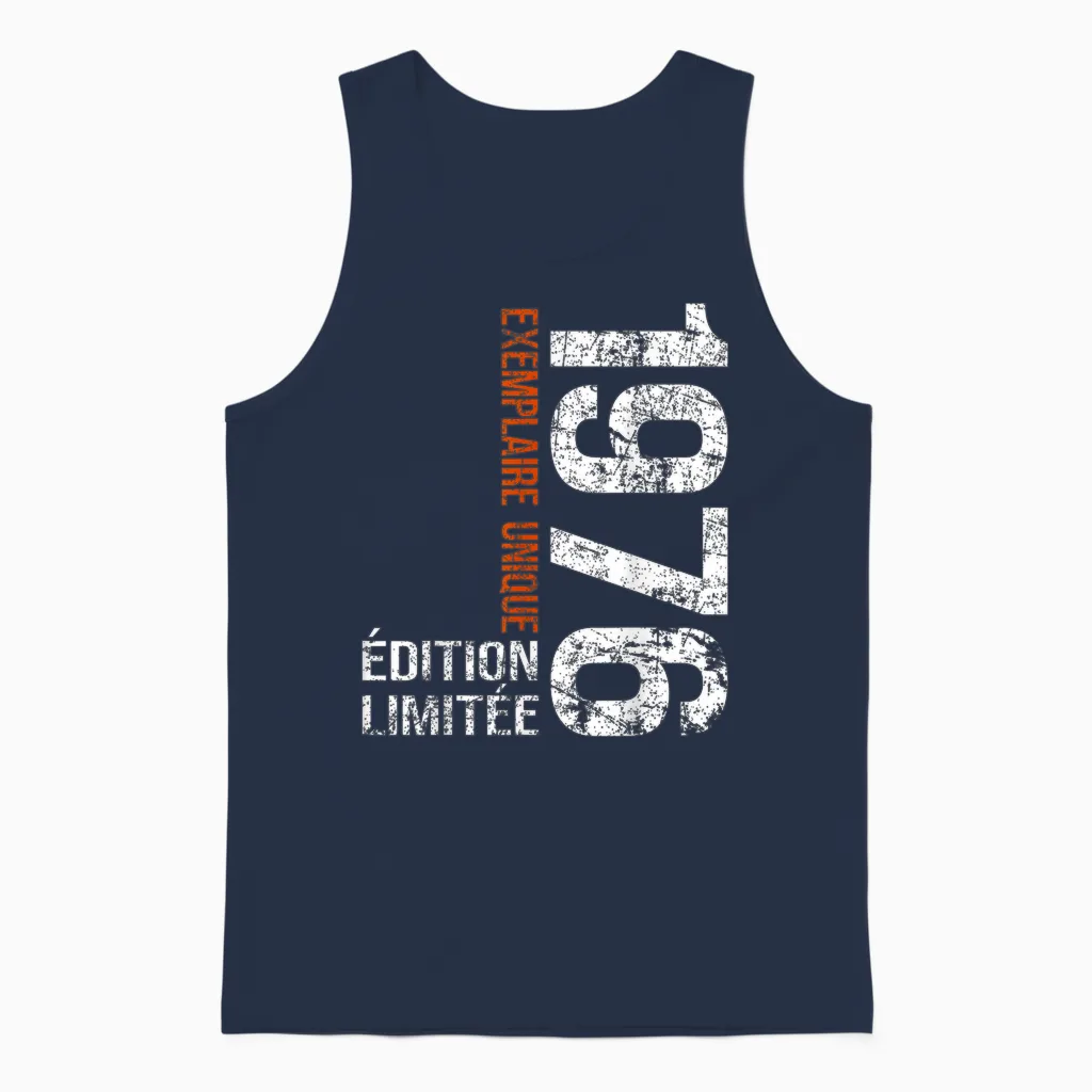 Vintage 1976 Gift 50 Years Man Birthday Humour Unisex Tank Top in Navy