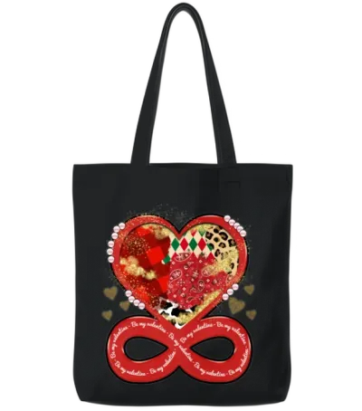 Be Mine Valentine, Retro Valentine Tote Bags - Black