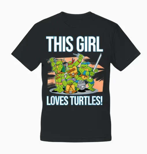 Mademark X Teenage Mutant Ninja Turtles - This Girl Loves Turtles Unisex T-Shirt - Black