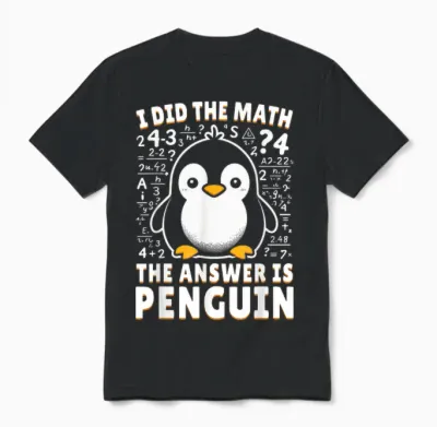 I Did the Math the Answer Is Penguin - Funny Penguin Lover Unisex T-Shirt - Black