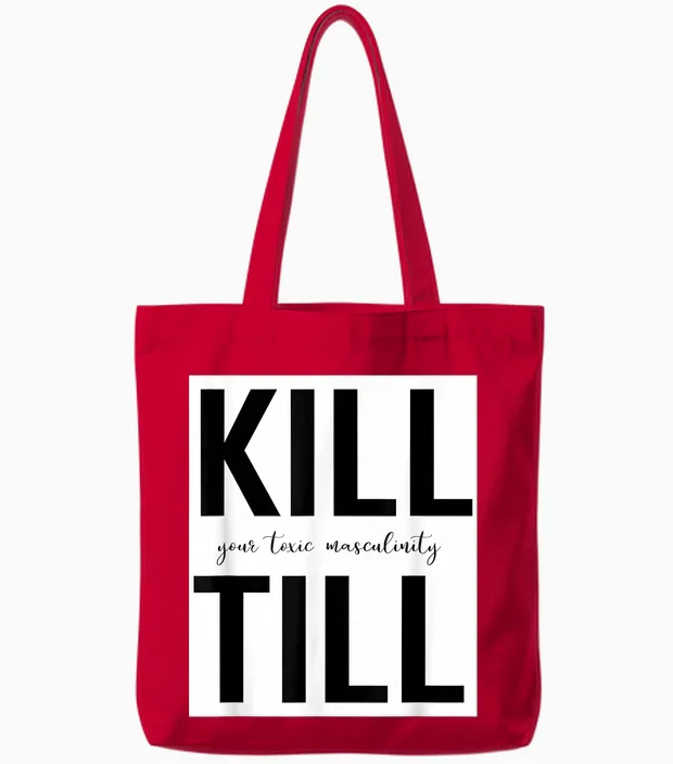 Kill Till T-Shirt, Black Tote Bags in Red