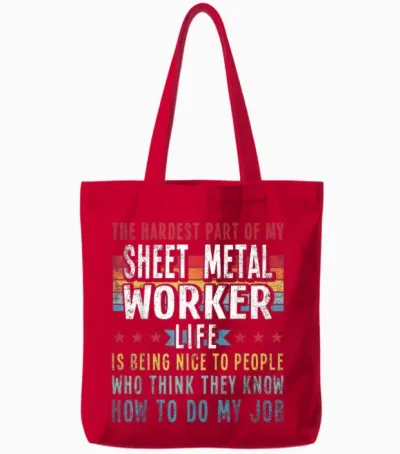 Funny Profession Quote Sheet Metal Worker Tote Bags - Red