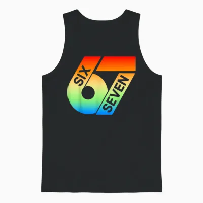 Six Seven 67 Buntes 6 7 Gen Alpha Slang Lustiges 6-7 Meme Unisex Tank Top - Black