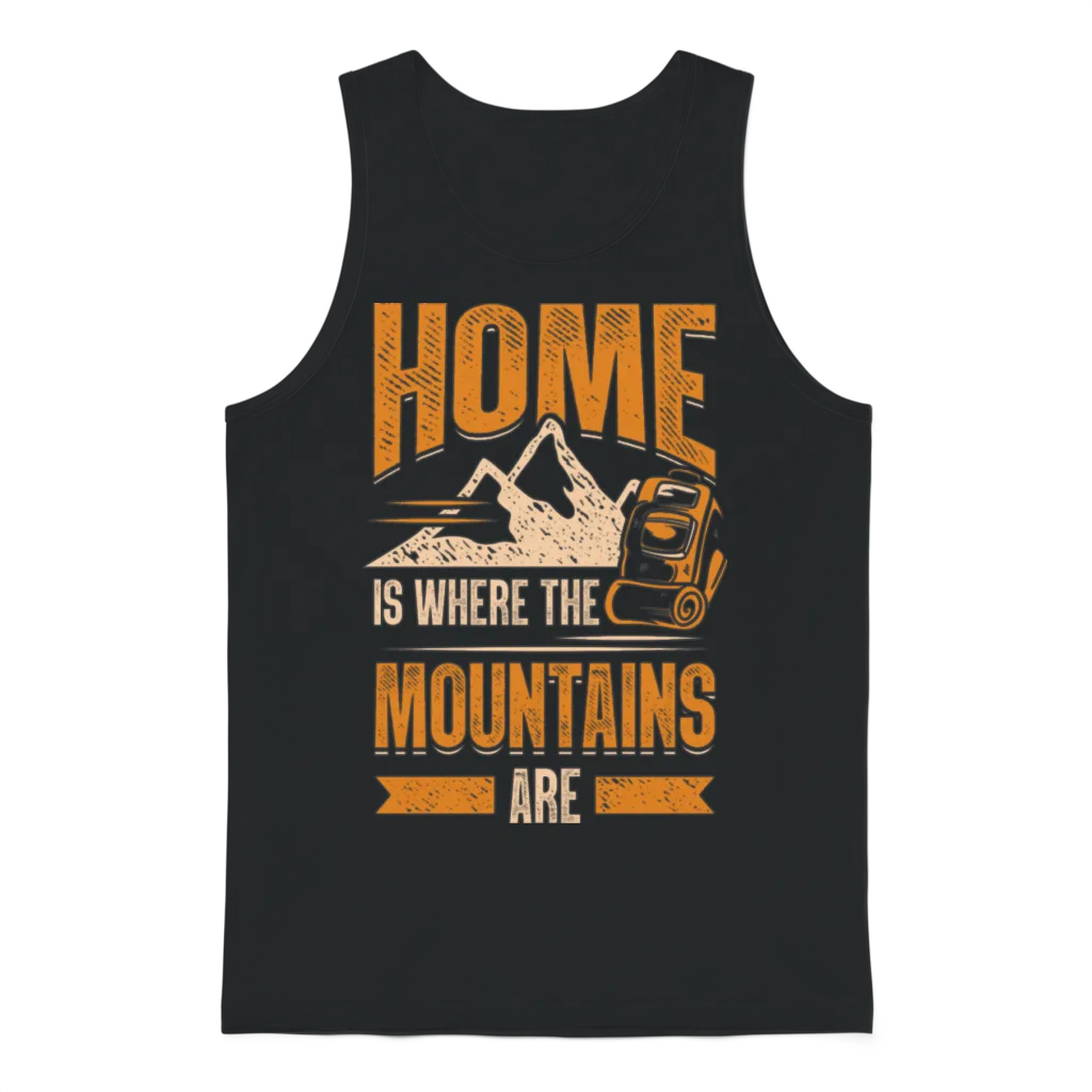 Home Is Where the Mountains Are Hiking Unisex Tank Top - Black