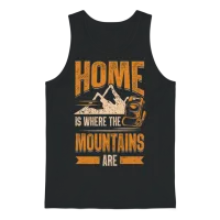 Home Is Where the Mountains Are Hiking Unisex Tank Top - Black – 1