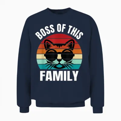 Boss of This Family Retro-Katze Unisex Sweatshirt - Navy