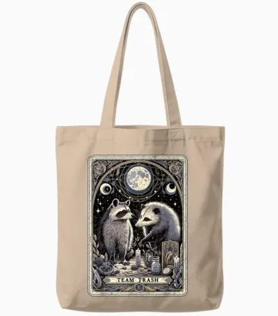 Team Trash Tarotkarte Opossum Hexerei Goth Possum Waschbär Tote Bags - Natural