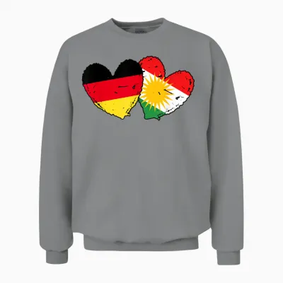 Germany Kurdistan Heart Flag German Kurdish Pride Unisex Sweatshirt - Sport Grey