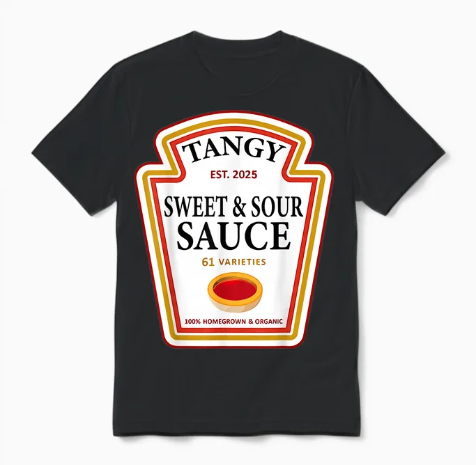 Tangy Sweet and Sour Sauce Group Condiment Halloween Costume Unisex T-Shirt in Black