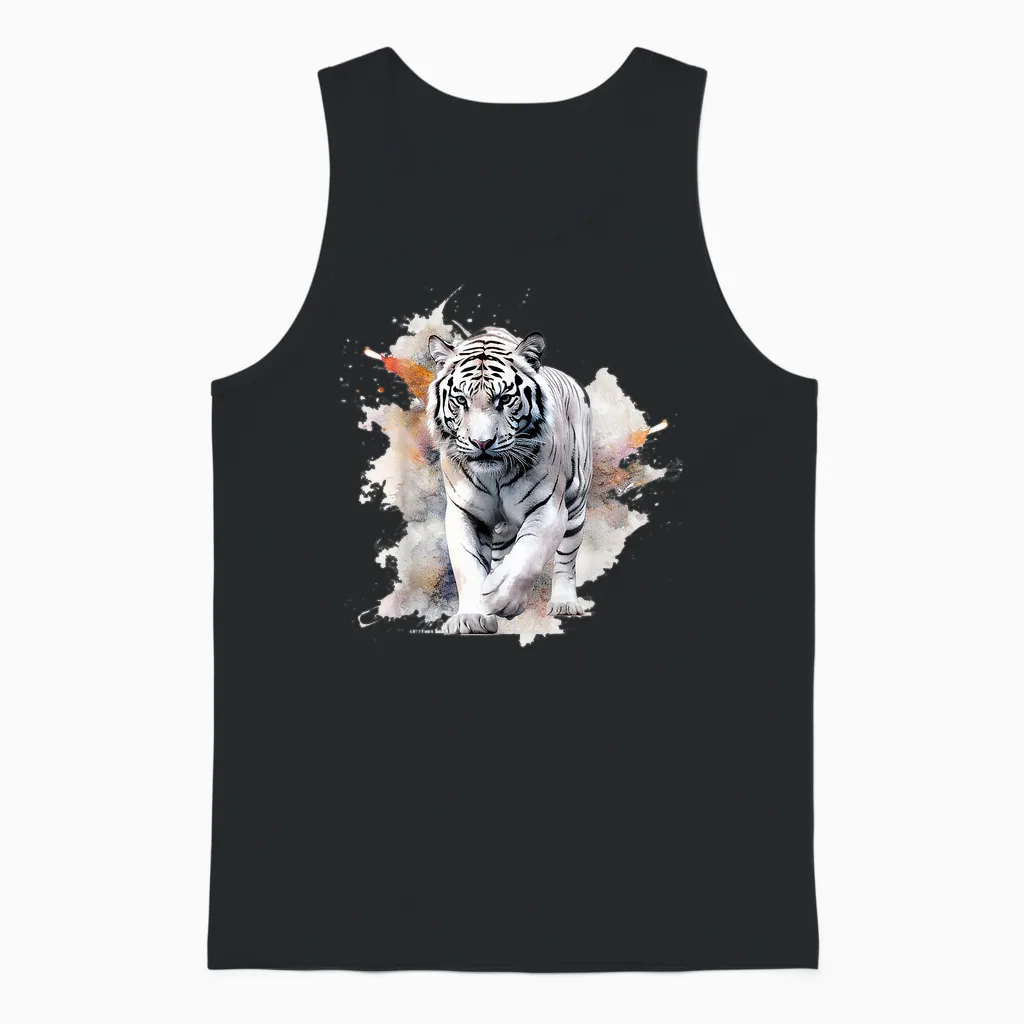 White Tiger Lover Kunstwerk | Tiermotiv Tiger Unisex Tank Top in Black