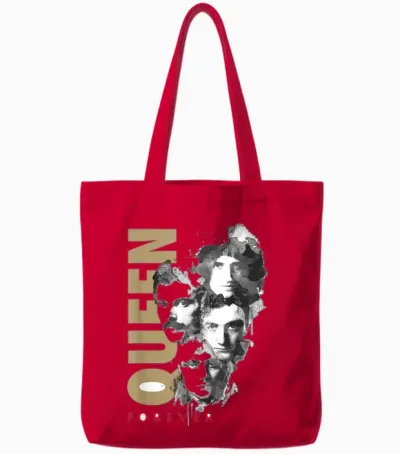 Queen Official Faces Ink Forever T-Shirt, White, S Tote Bags - Red