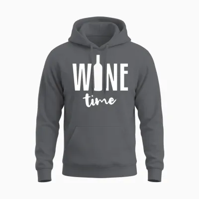 Wine Time Unisex Hoodie - Charcoal