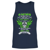 Army Wife - Hurt My Wife and I Will Kill You Unisex Tank Top - Navy – 2