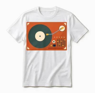 Retro Vinyl Record Player Unisex T-Shirt - White
